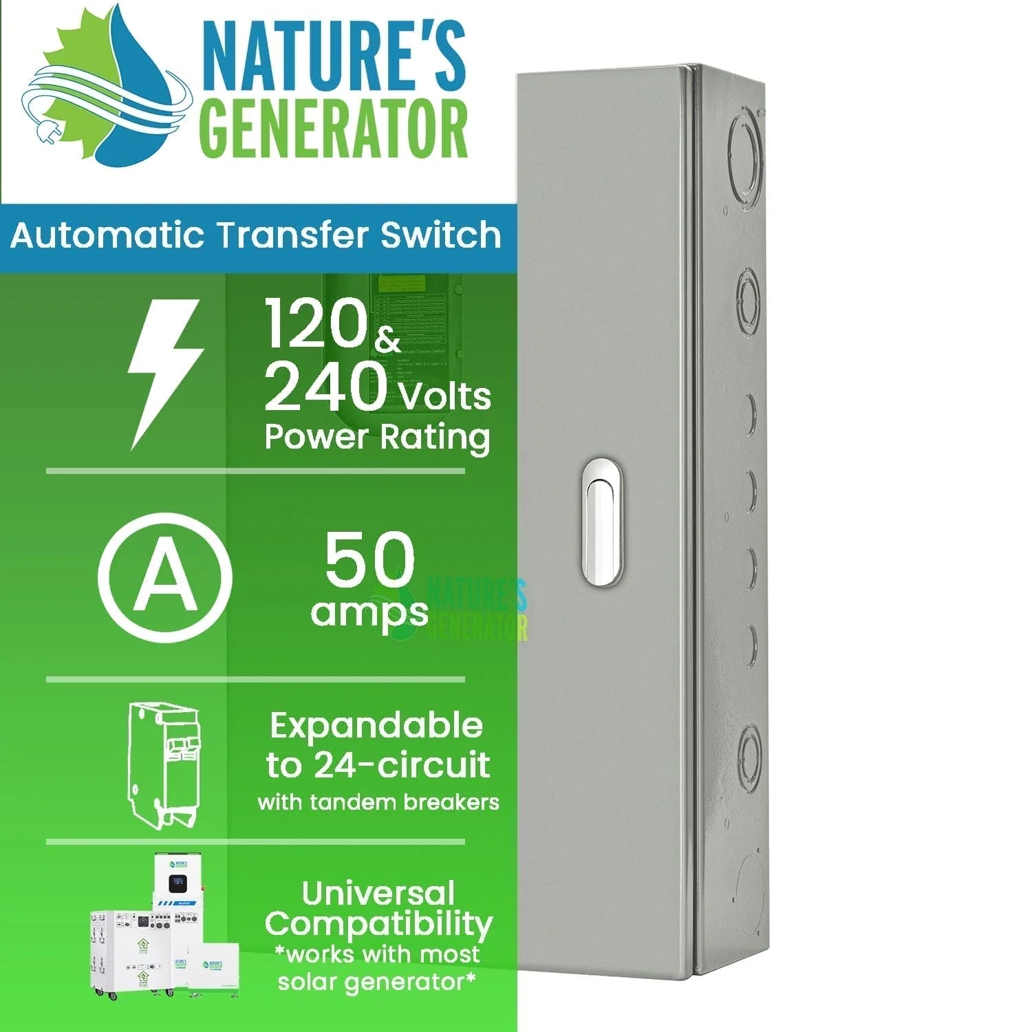 Nature's Generator 50A Automatic Generator Transfer Switch