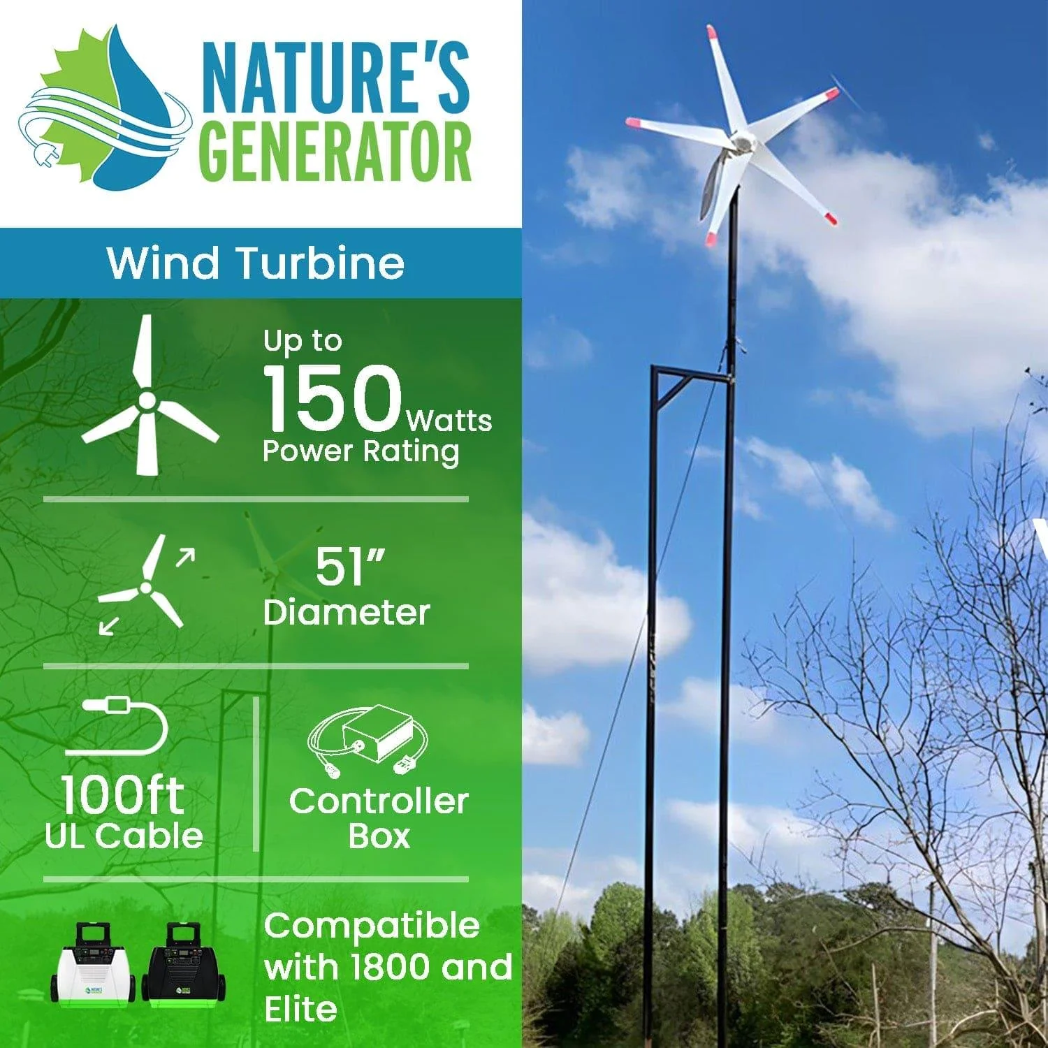 Nature's Generator 150 Watt Wind Turbine