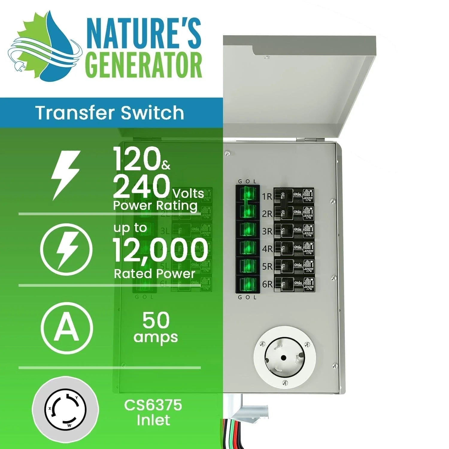 Nature's Generator 12-Circuit 120/240V 50A Manual Transfer Switch